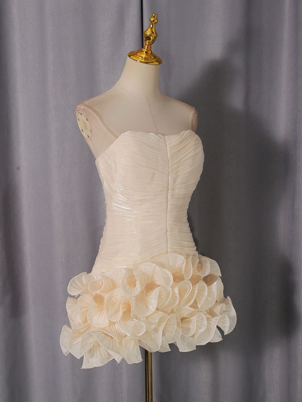 Strapless Ruffle Ruched Mini Dress - Picture 4 of 13